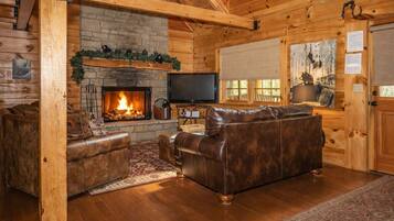 TV, fireplace, DVD player, foosball