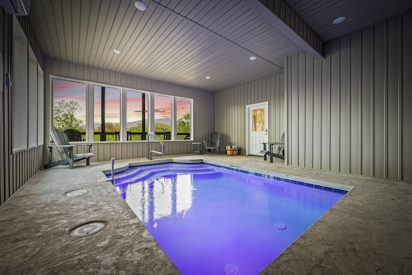 Indoor Heated pool w/ views of Cove Mountain
