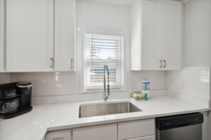 Fridge, microwave, oven, dishwasher