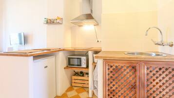 Fridge, microwave, stovetop, toaster