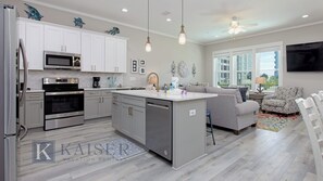 Fridge, microwave, oven, stovetop - Large Home in the Heart of Gulf Shores with Private Pool Sea Biscuit by Kaiser (Gulf Shores)