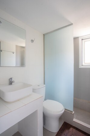 Dusch, handdukar och tvål