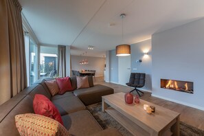 TV, fireplace