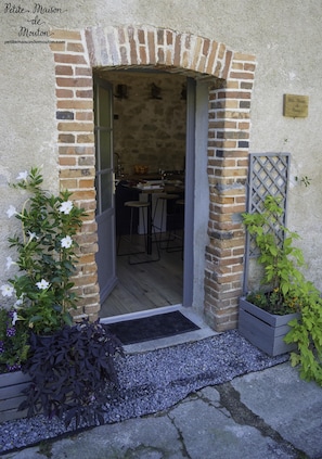 The front door of the Petite Maison de Mouton, a newly converted former barn