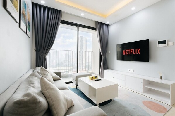 Luksushuoneisto, 2 makuuhuonetta | Oleskelualue | Älytelevisio, Netflix, suoratoistopalvelut