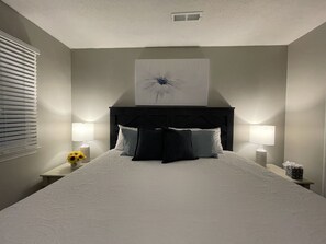 3 bedrooms, desk, iron/ironing board, travel cot