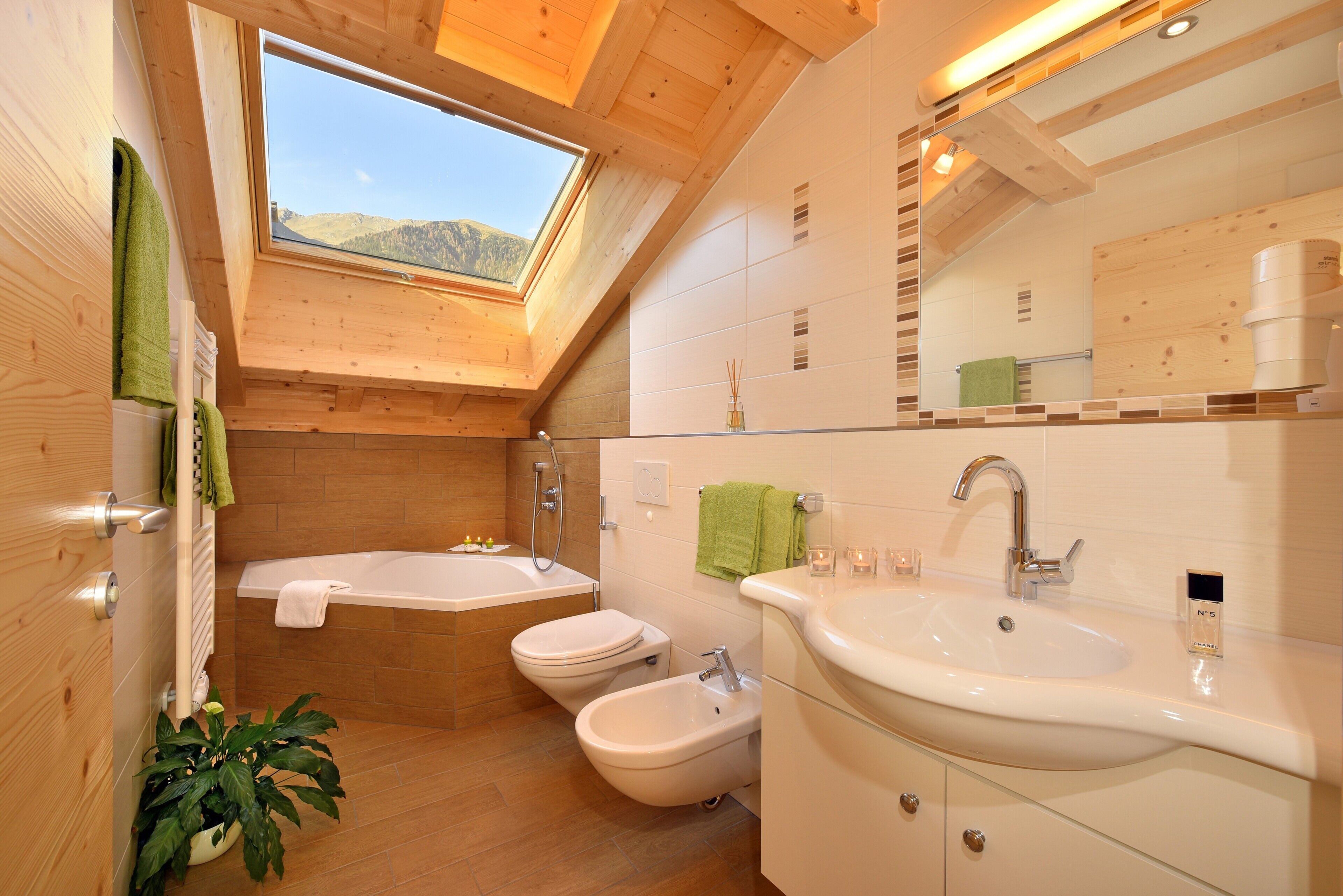 Bathtub, hair dryer, towels