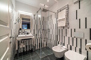 Een douche, een haardroger, handdoeken