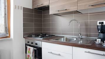 Fridge, oven, stovetop, electric kettle