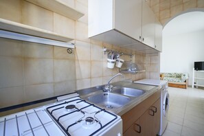 Fridge, oven, stovetop, cookware/dishes/utensils