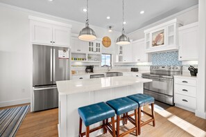 Fridge, microwave, oven, stovetop - Sea Section: Beachfront North Cape Home- Sleeps 10, Pet Friendly, In Ovation! (Cape San Blas)