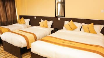 Desk, free WiFi, bed sheets