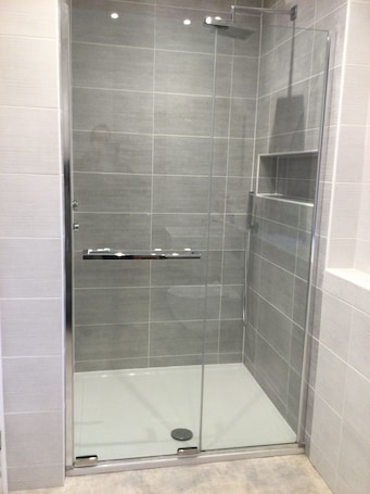 Shower, hair dryer, towels, soap. Totally private apartment in family setting, not shared