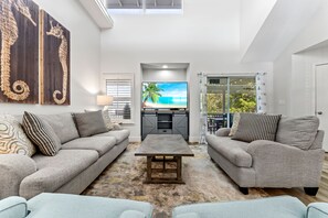 Smart TV, DVD player, books, computer monitors