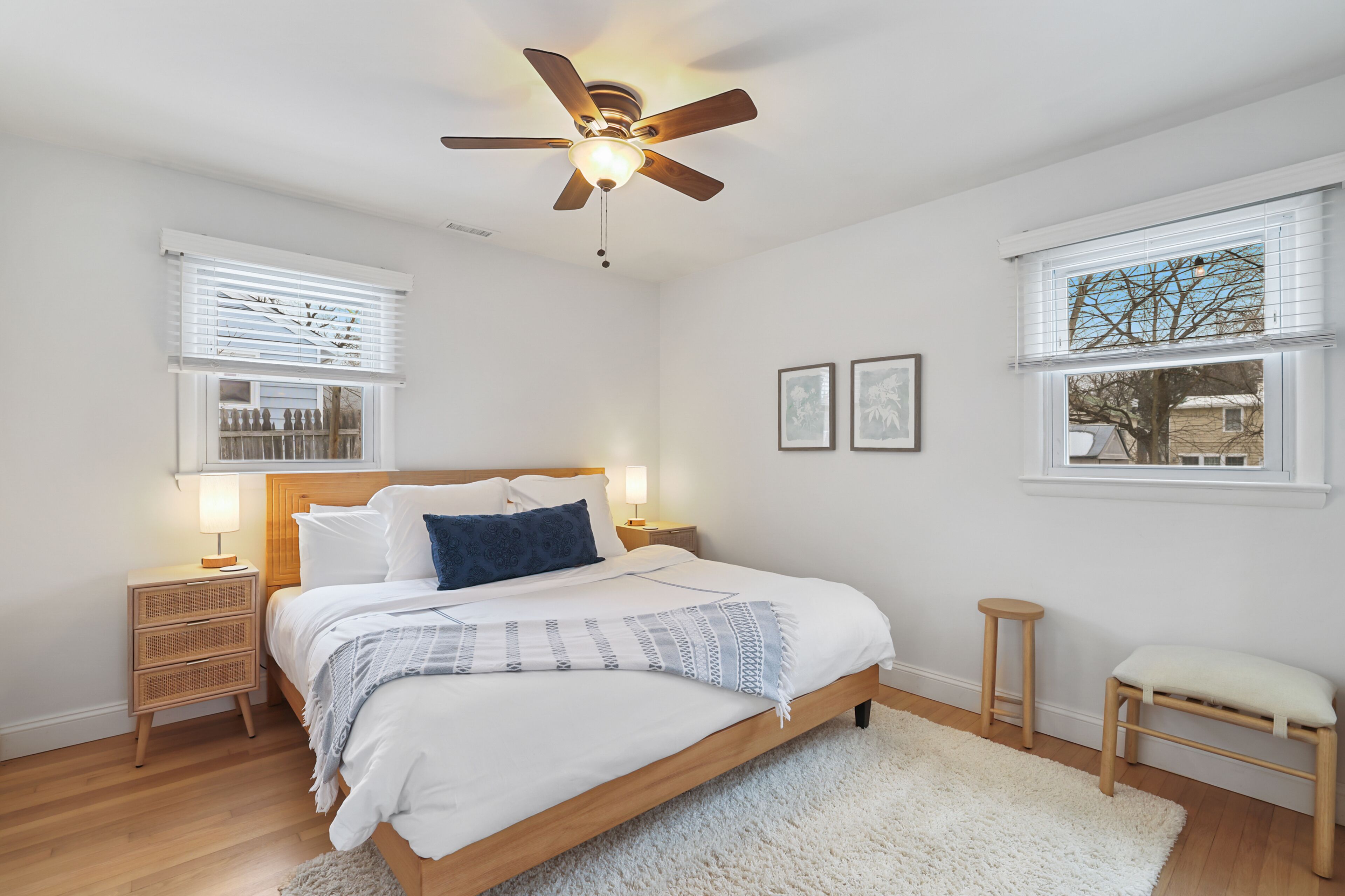 2 bedrooms, desk, iron/ironing board, travel crib