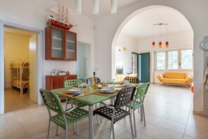Family House, Multiple Bedrooms, 2 Bathrooms, Sea Facing (Kallisti Beach House - sea front) | Dining
