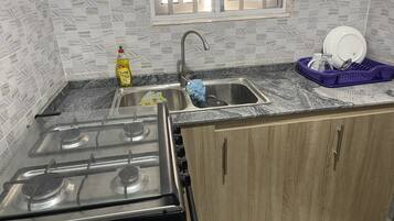 Fridge, microwave, oven, blender