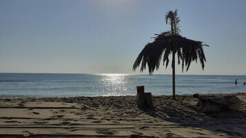 Beach nearby, sun-loungers