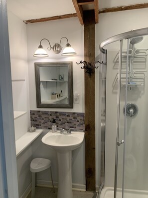 Hair dryer, towels, toilet paper