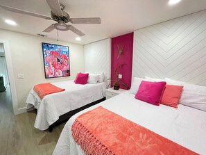 2 bedrooms, desk, iron/ironing board, WiFi (free)