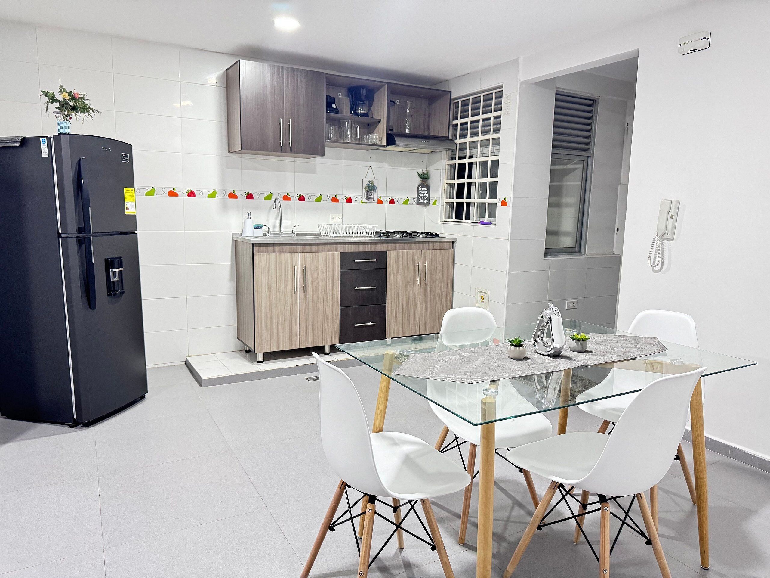 Apartment | Private kitchen | Fridge, blender, griddle, cookware/dishes/utensils