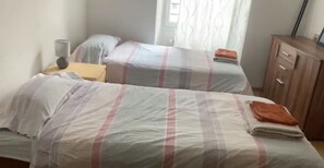 2 bedrooms, desk, iron/ironing board, travel cot