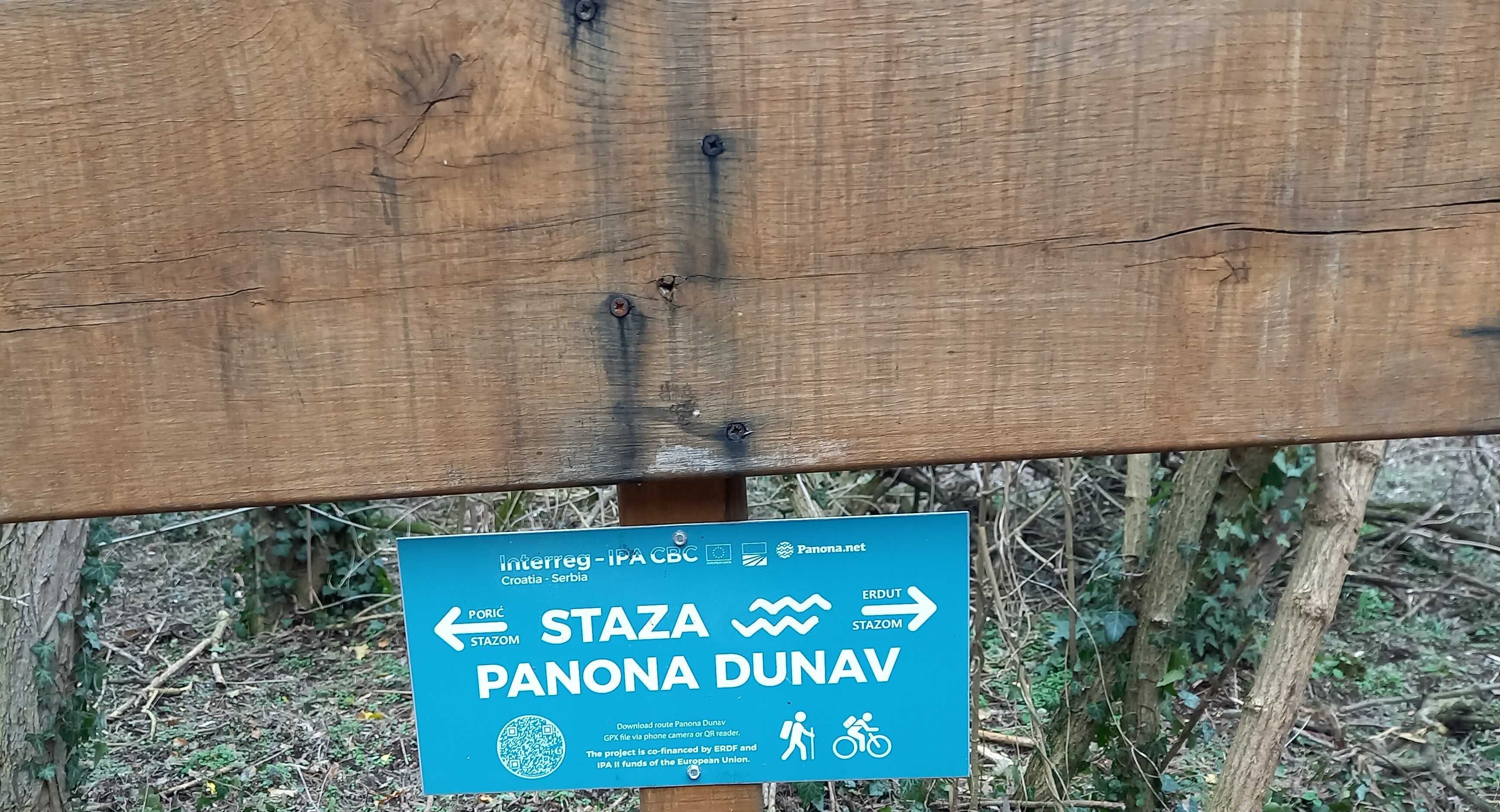A signboard with directions to Staza Panona Dunav and nearby locations.