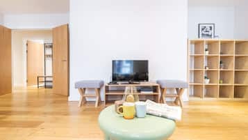 City Apartment, 2 Bedrooms, Non Smoking | Living area | 40-inch Smart TV with cable channels, TV, heated floors
