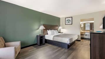 Desk, free WiFi, bed sheets