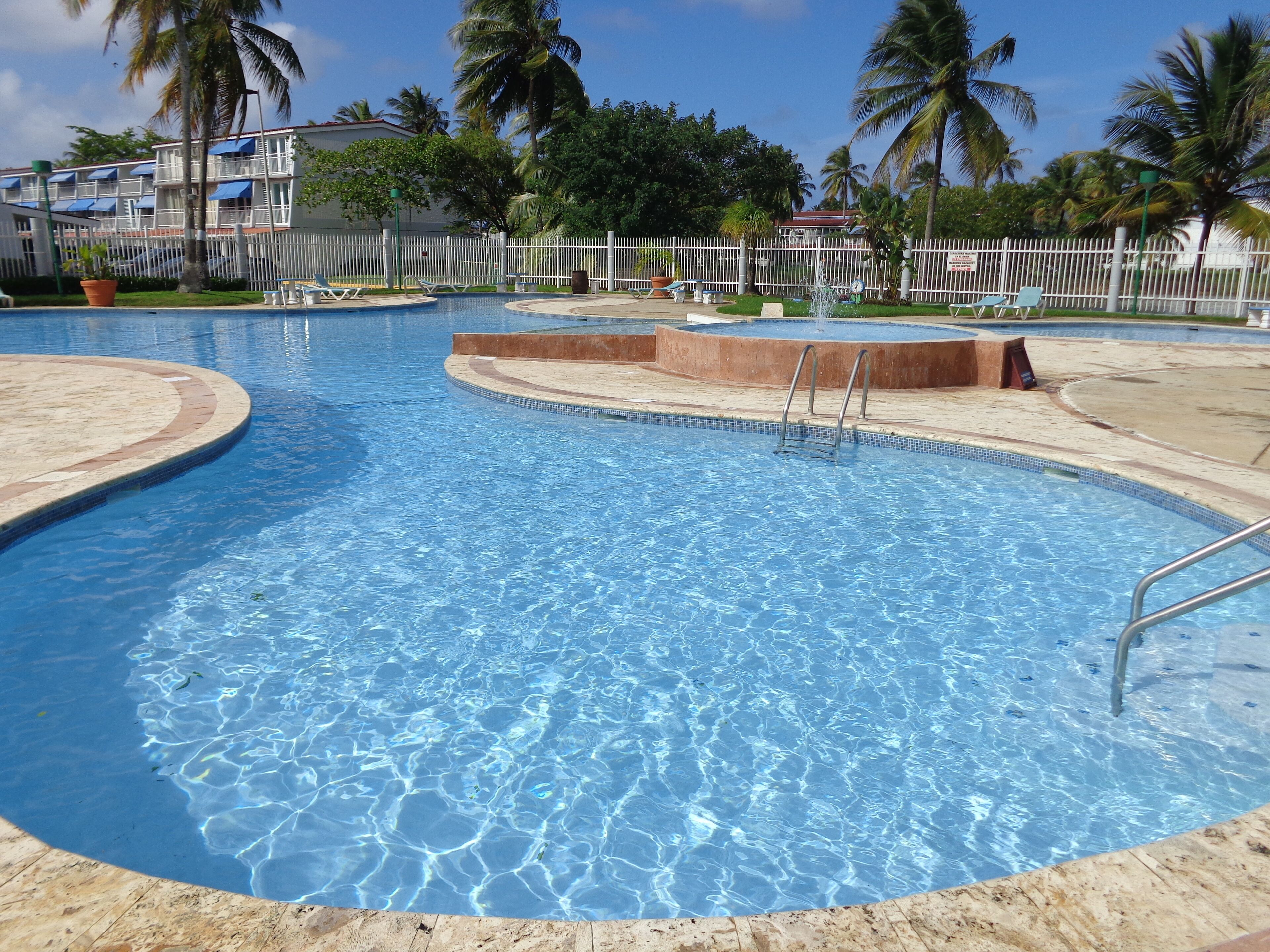 Outdoor pool, sun loungers