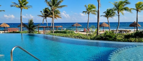 An infinity pool, a heated pool