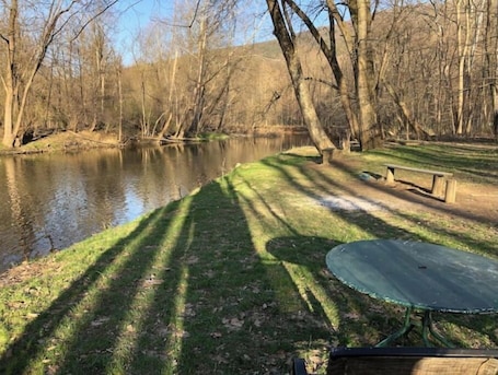 Outdoor dining. Horns Cabins - Allegheny Cabin by the roadside