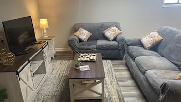 TV, fireplace, DVD player, table football