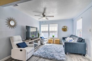 TV, fireplace - Galveston Retreat w/ Backyard & Patio! (Galveston)