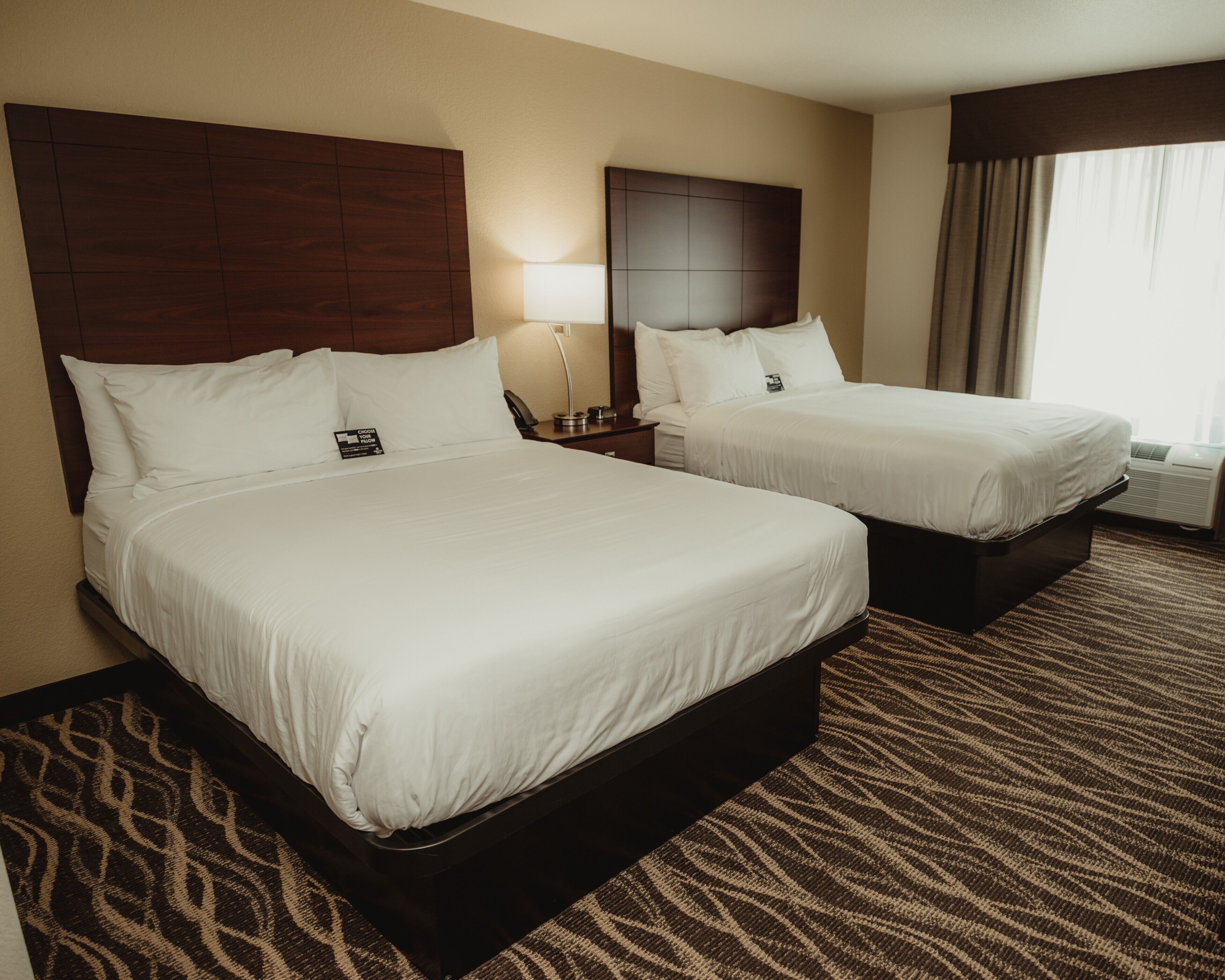 Pillowtop beds, desk, laptop workspace, iron/ironing board