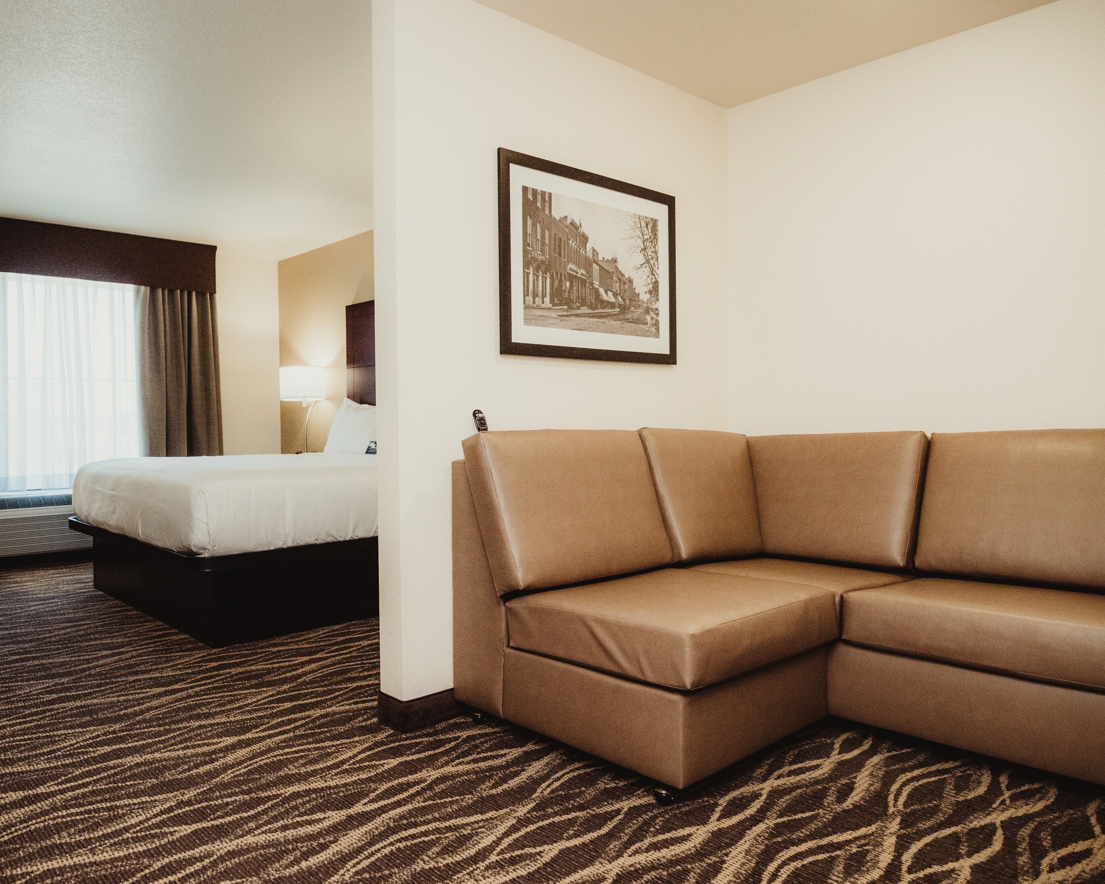 Pillowtop beds, desk, laptop workspace, iron/ironing board