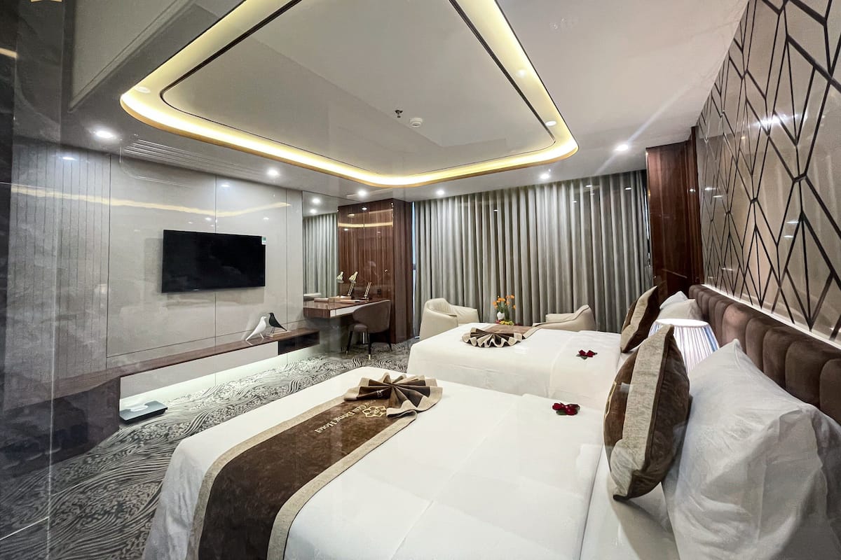 2 chambres, literie de qualité supérieure, minibar, bureau
