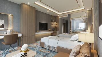Deluxe Suite | Premium bedding, minibar, desk, laptop workspace