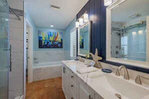 Bathtub, hair dryer, towels