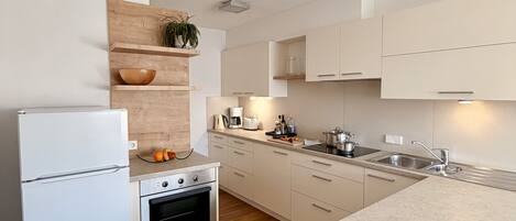 Fridge, oven, stovetop, dishwasher