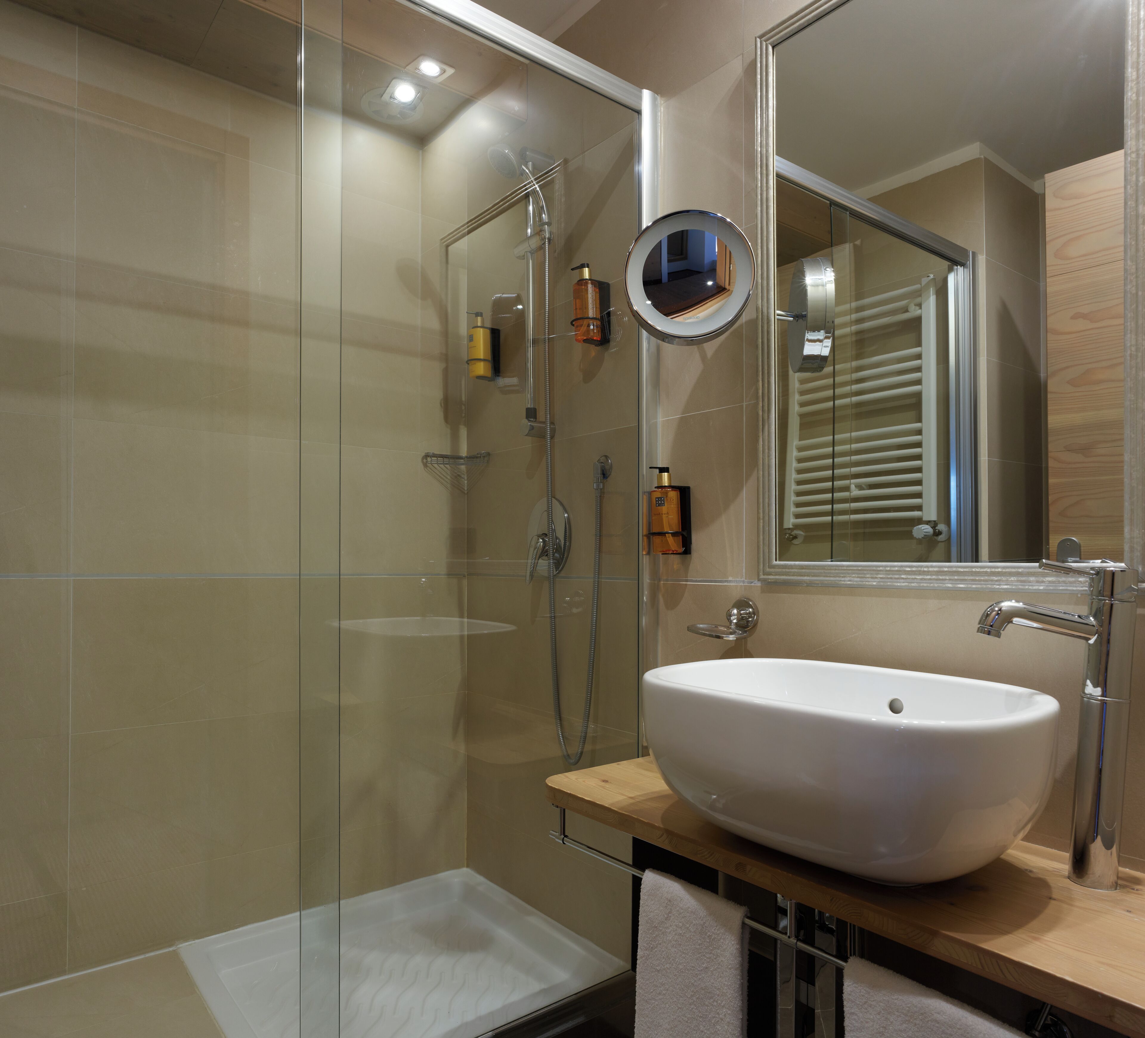 Hair dryer, bathrobes, bidet, towels