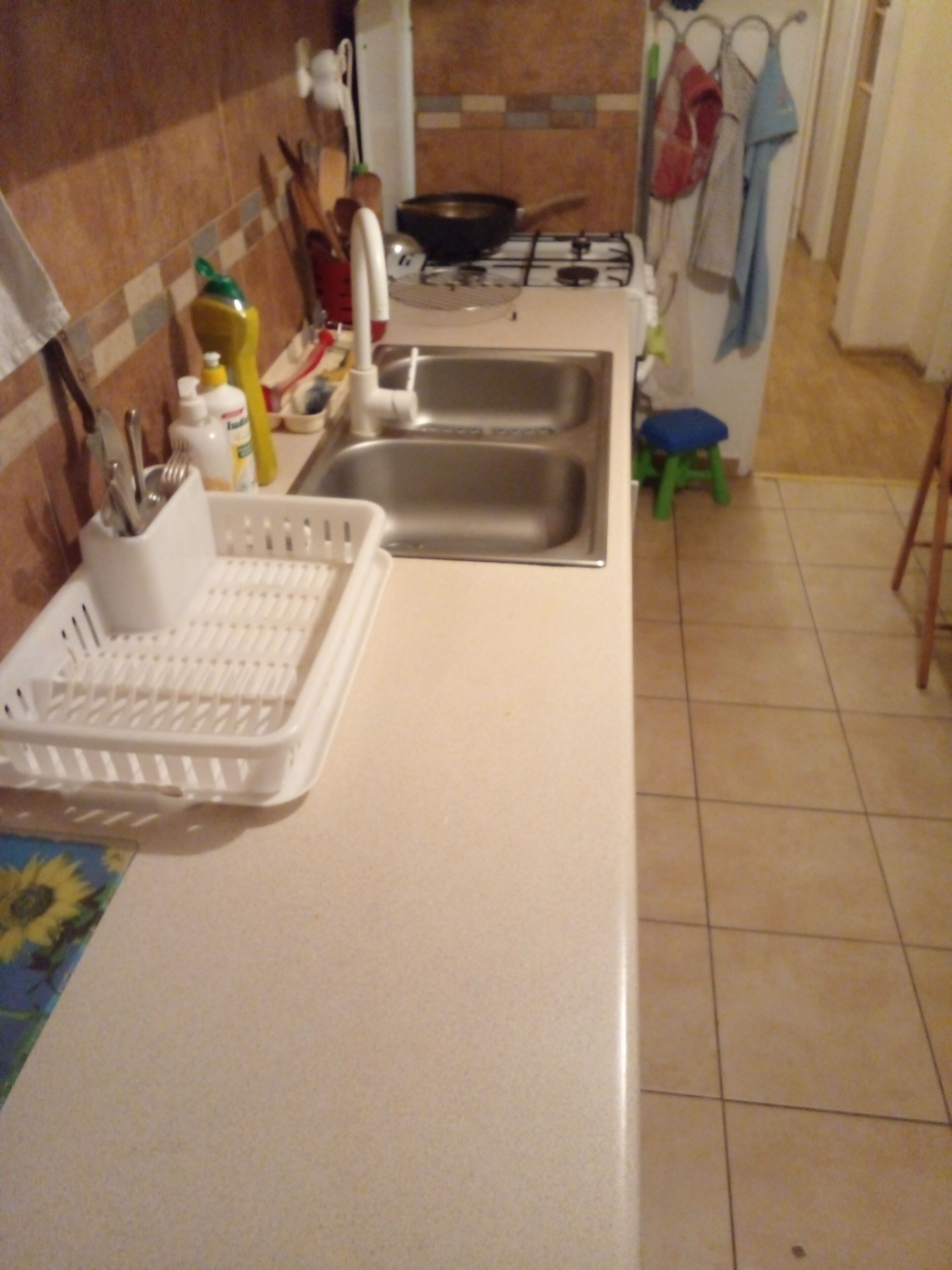 Fridge, microwave, oven, electric kettle