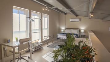 1 bedroom, laptop workspace, iron/ironing board, bed sheets