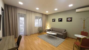 Down duvets, pillow-top beds, in-room safe, desk