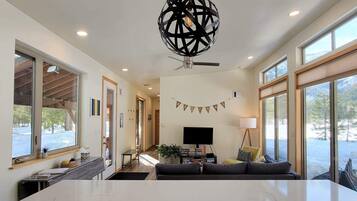 TV, DVD player, books, offices