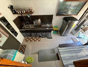 Fridge, cookware/dishes/utensils - Patar KuboHouse(Aircon)-2 bedrooms with Wi-Fi (Bolinao)