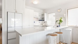 Fridge, microwave, oven, dishwasher