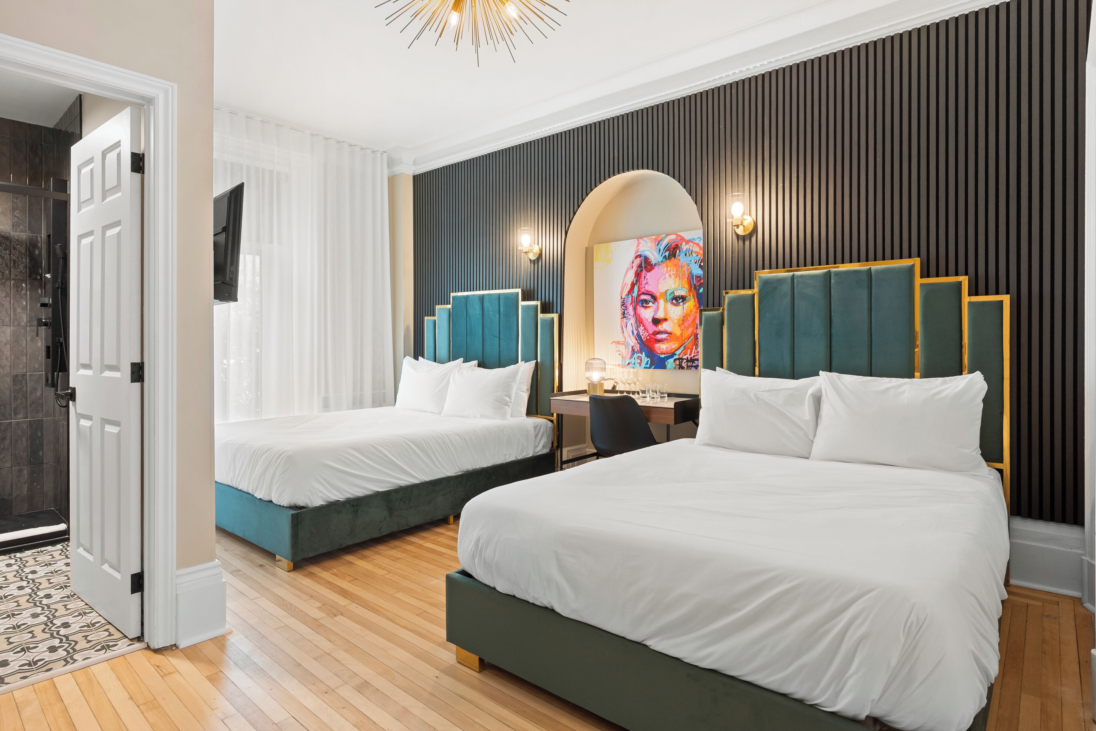 Chambre Quadruple Familiale, 2 grands lits | Wi-Fi gratuit, draps fournis
