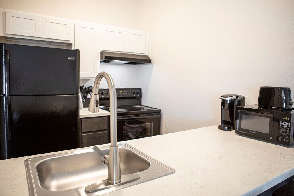 Fridge, microwave, oven