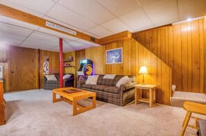 Smart TV, fireplace, video games, books